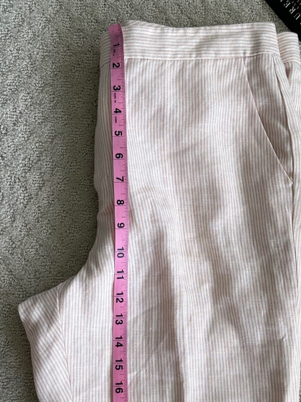 Lauren Ralph Lauren Striped Straight Leg Linen Trousers 14P Lightweight Preppy - Picture 13 of 14